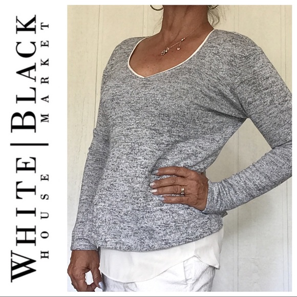 WHITE HOUSE BLACK MARKET LAYERED TOP SMALL - Picture 2 of 16